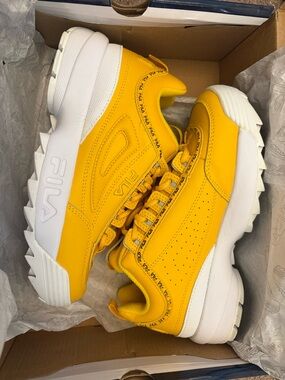 FILA Yellow Disruptor II Low Platform Sneakers